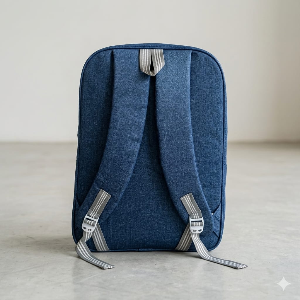 Shark Edition 32L Casual Denim Backpack – Oceanic Blue (School, College & Weekend Travel) - Image 3