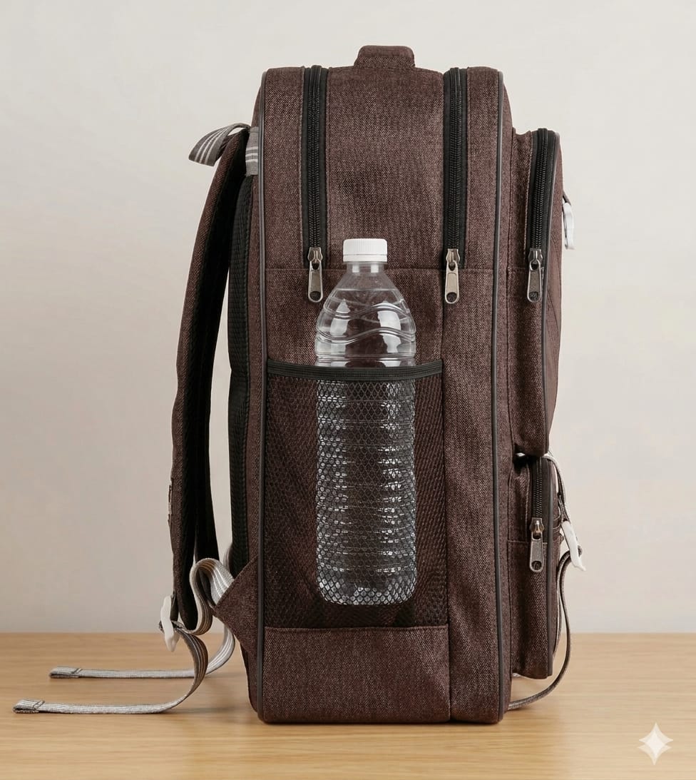 Shark Edition 32L Casual Denim Backpack – Rustic Eartho Brown (School, College & Urban Travel) - Image 3
