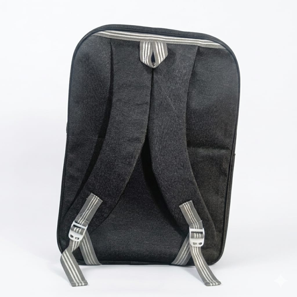 Shark Edition 32L Casual Denim Backpack – Charcoal Grey & Matte Black (School, College & Urban Commute) - Image 4