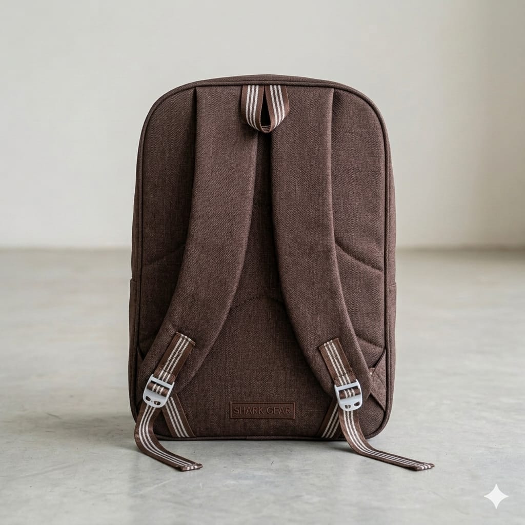 Shark Edition 32L Casual Denim Backpack – Rustic Eartho Brown (School, College & Urban Travel) - Image 4