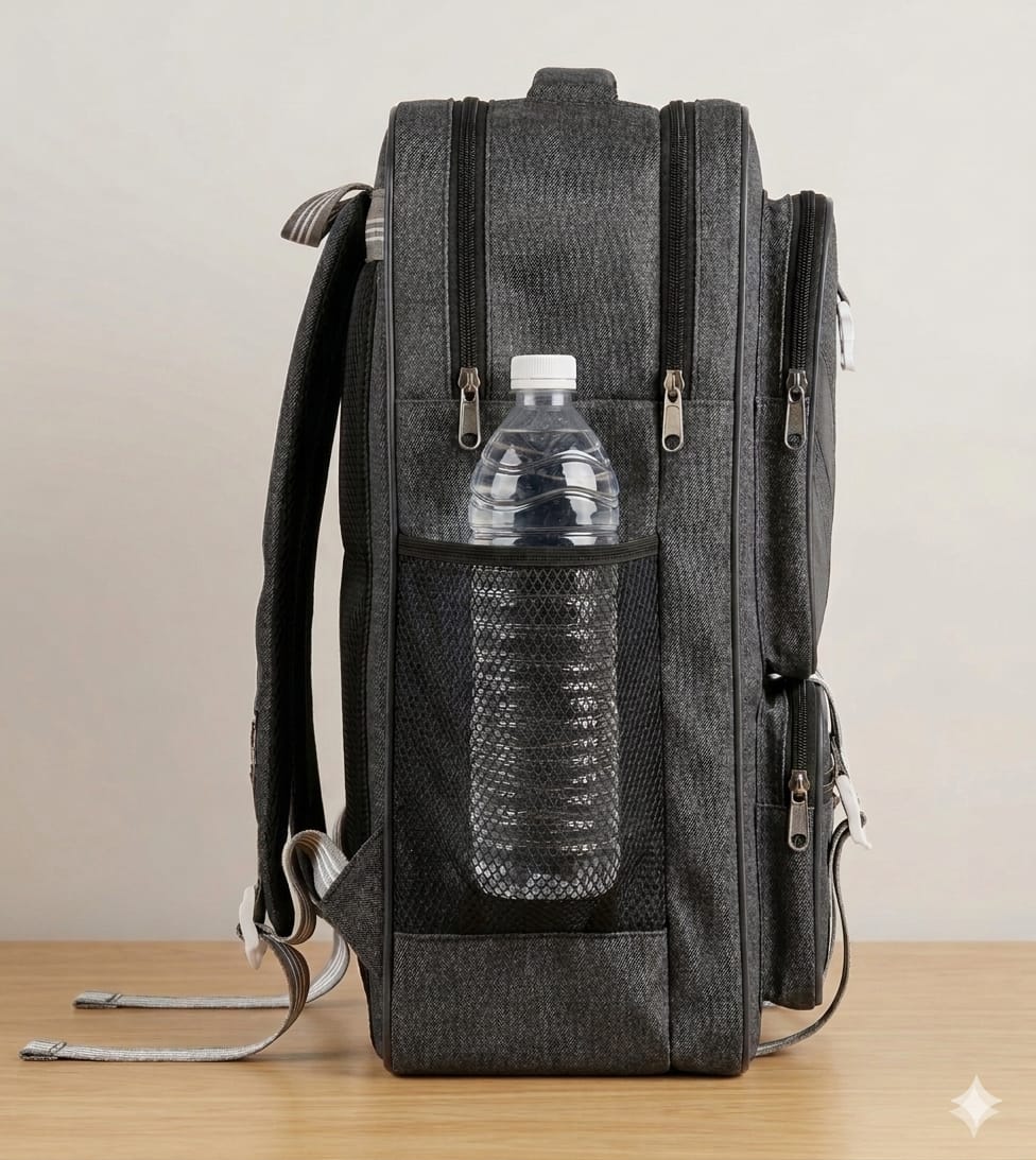 Shark Edition 32L Casual Denim Backpack – Charcoal Grey & Matte Black (School, College & Urban Commute) - Image 3