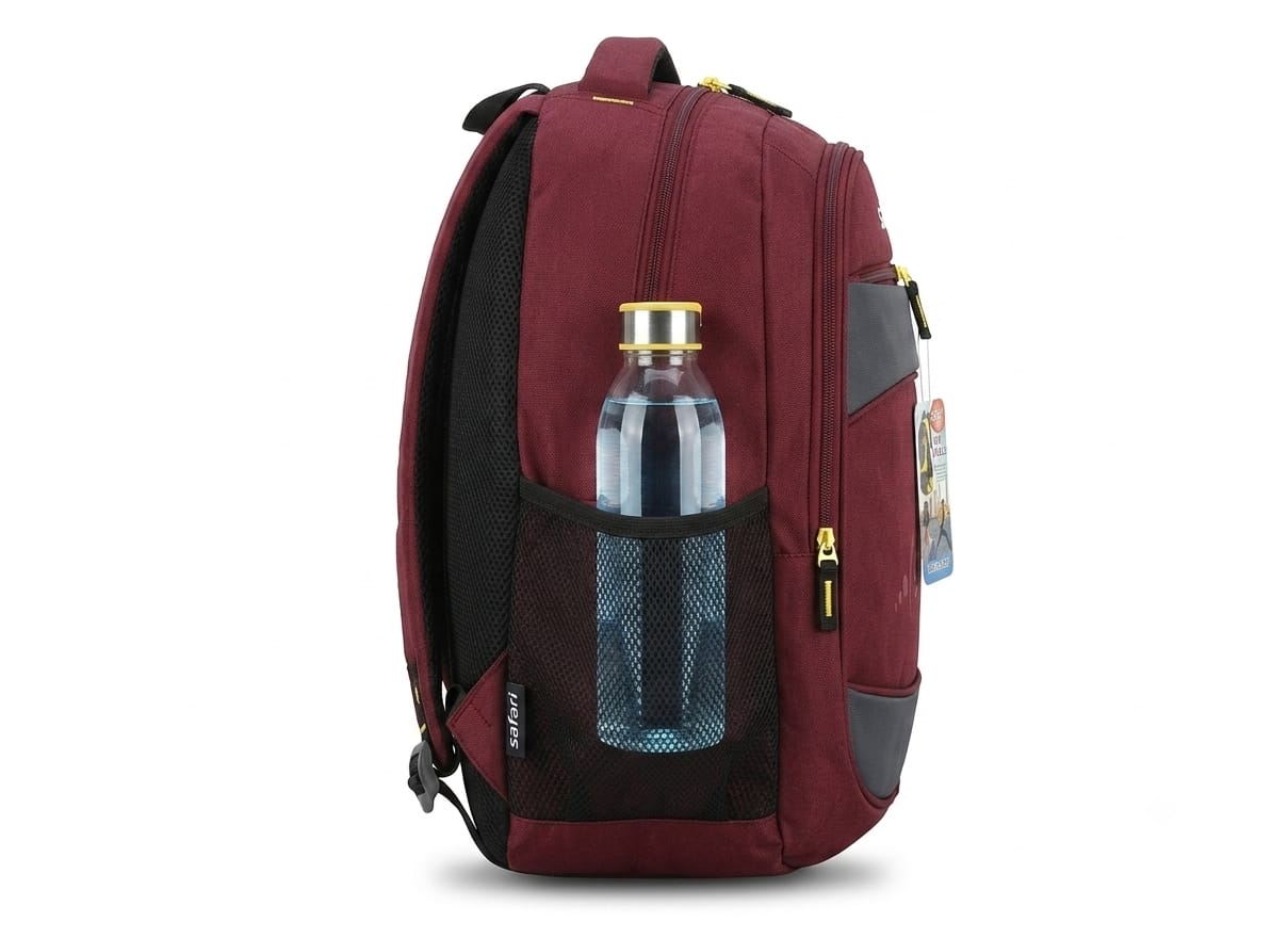 32L Premium Laptop Backpack – Maroon & Grey (School, College & Office) - Image 3